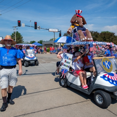 New in 2021, golf cart floats were invited to join in the parade fun.
